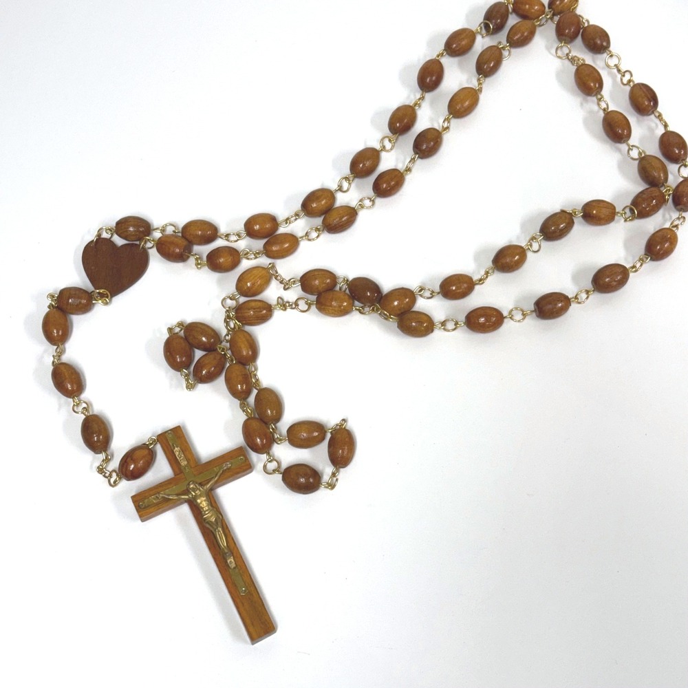 Giant vintage Wooden Rosary- 80" long with 6.5" crucifix wall hanging